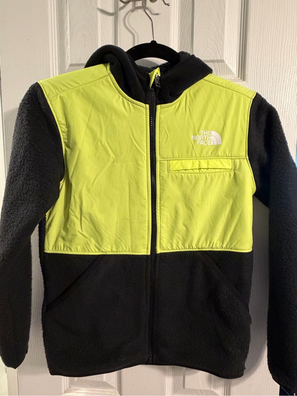 The North Face Black & Neon Yellow Kids Hooded Fleece Jacket